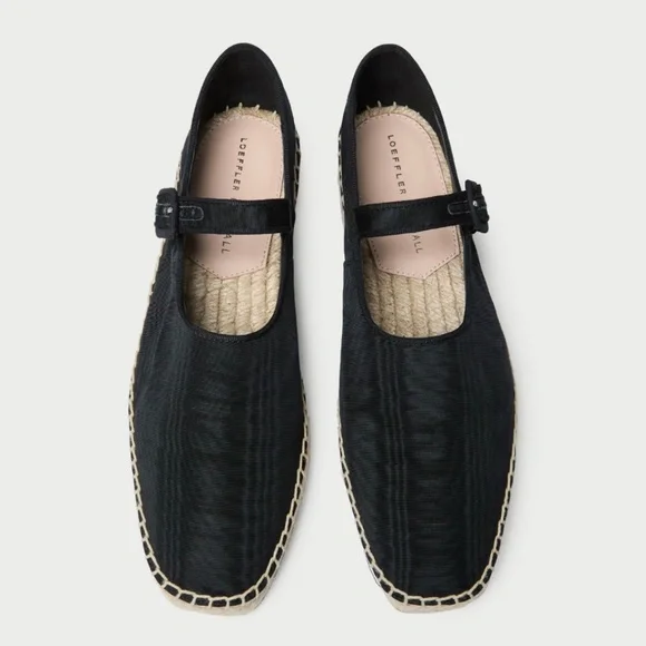 NEW! LOEFFLER RANDALL CLOVER BLACK MOIRE ESPADRILLE MARY JANE SHOES SIZE 7.5 - Picture 6 of 13